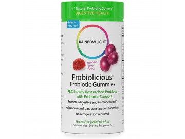 Пробіотики, Смак ягід, Probiolicious Probiotic Gummies, Delicious Berry Flavor, Rainbow Light, 50 жувальних цукерок