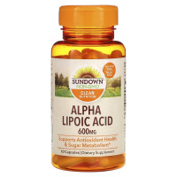 Альфа-липоевая кислота, 600 мг, Alpha Lipoic Acid, Sundown Naturals, 60 капсул