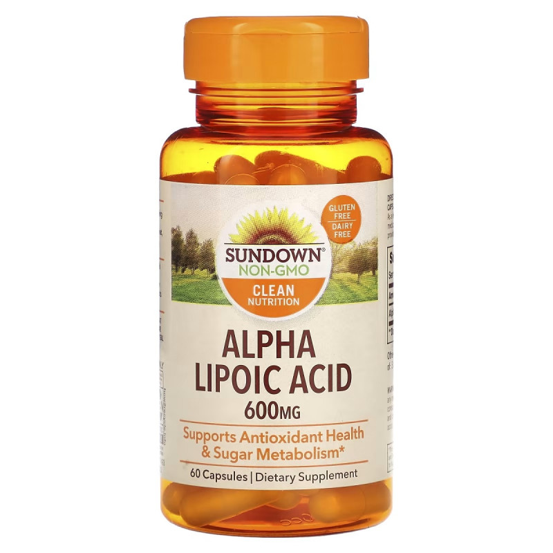 Альфа-липоевая кислота, 600 мг, Alpha Lipoic Acid, Sundown Naturals, 60 капсул