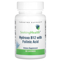 Витамин B12 и фолиевая кислота, Hydroxo B12 с фолиевой кислотой, Seeking Health, 60 жевательных таблеток