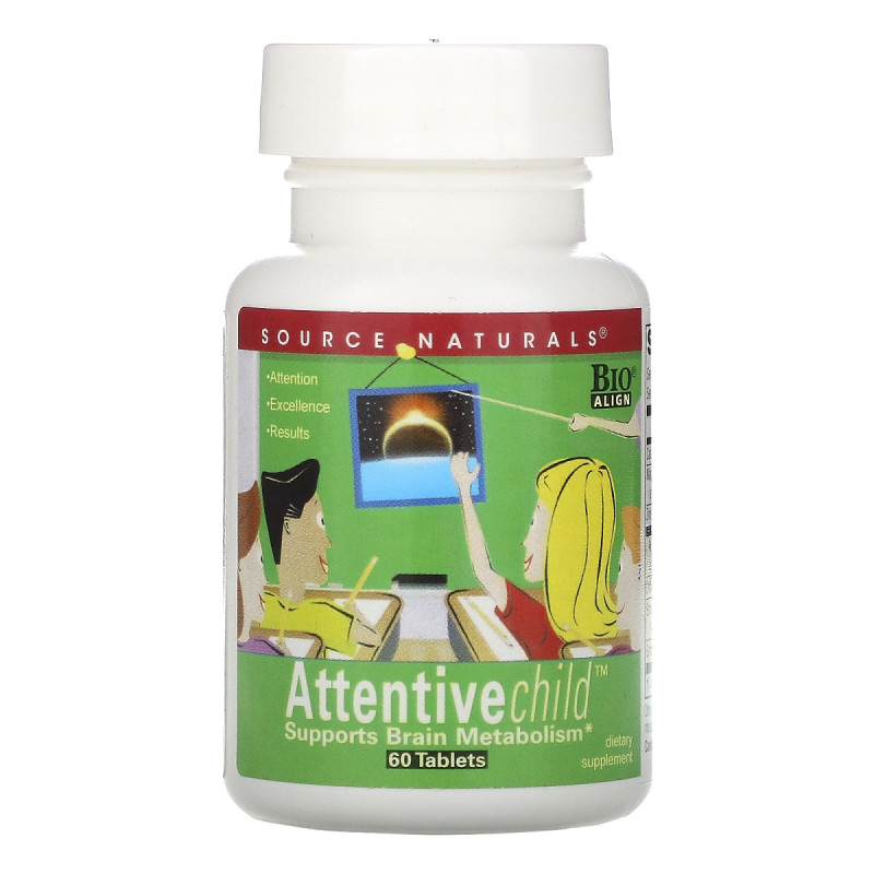 Комплекс для Поддержки Внимания у Детей, Attentive Child, Source Naturals, 60 таблеток
