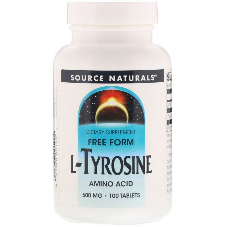 L-Тирозин 500 Мг, L-Tyrosine, Source Naturals, 100 Таблеток