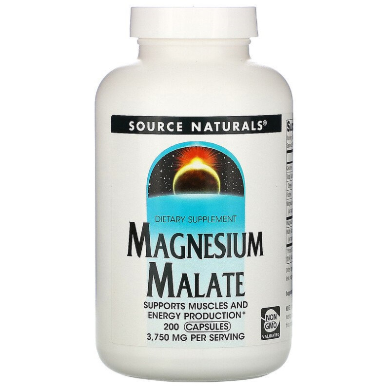 Магній малат, Magnesium Malate, Source Naturals, 200 капсул