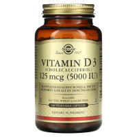 Вітамін D3, 125 мкг (5000 МО), Vitamin D3 (Cholecalciferol), Solgar, 240 вегетаріанських капсул