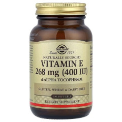 Вітамін Е, 268 мг (400 МО), Vitamin E, Solgar, 100 гелевих капсул