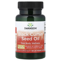 Олія насіння чорного кмину, Black Cumin Seed Oil, Swanson, 60 вегетаріанських капсул