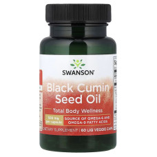 Олія насіння чорного кмину, Black Cumin Seed Oil, Swanson, 60 вегетаріанських капсул
