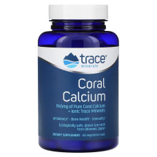 Коралловый кальций и культовые микроэлементы, Coral Calcium + Iconic Trace Minerals, Trace Minerals, 60 вегетарианских капсул