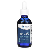 Витамины D3 и K2 ионизированные в каплях, Ionic D3+K2, Trace Minerals, 59 мл
