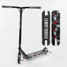Самокат трюковый "Best Scooter" (HIC-система, ПЕГИ, алюминиевый диск и дека с ПРИНТОМ, колеса PU, d=110мм, ширина руля - 60 см, в коробке)