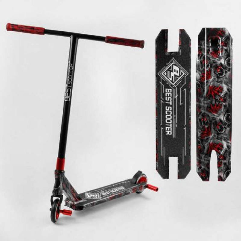 Самокат трюковых "Best Scooter" (HIC-система, ПЭГИ, алюминиевый диск и дека с принтами, колеса PU, d=110мм, ширина руля – 60 см)