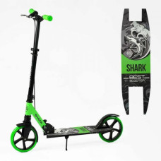 Самокат двухколесный "Best Scooter SHARK" (с ручным тормозом, зажим руля, колеса PU – 20 см, 1 амортизатор, в коробке)