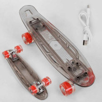 Пенніборд Best Board, 55×15 см, прозора дека, PU колеса зі світлом, USB зарядка