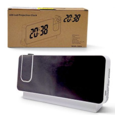Годинник 18,5х4х10 см, 4 bit LED дисплей, акумулятор 3 V, USB, температура, час/дата, будильник, проєкція, у коробці (БІЛИЙ)