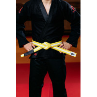 Жовто-білий пояс для джиу джитсу ТМ KINTAYO, Зріст 180 см, Довжина 280 см, Ширина 4 см, Бавовна, Поліестер