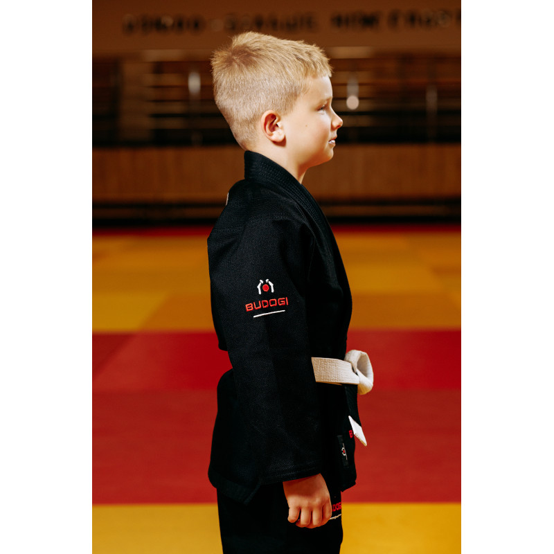 Чорне дитяче кімоно для хлопчиків, джиу-джитсу, TM BUDOGI, зріст 120 см, щільність 350 гр/м.кв.