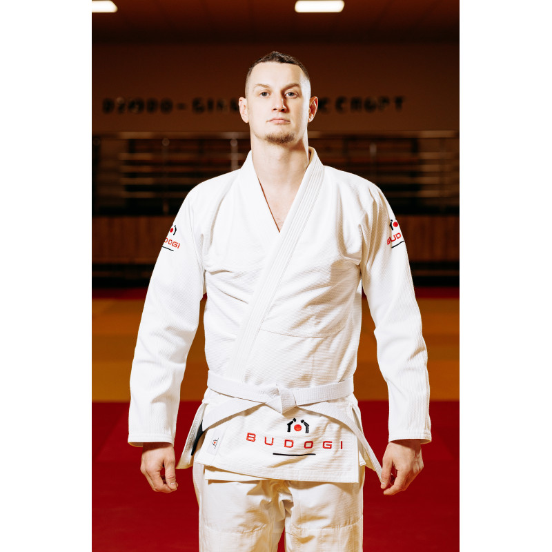Біле кімоно для хлопців/чоловіків, джиу-джитсу, TM BUDOGI, зріст 190 см, щільність 450 гр/м.кв.