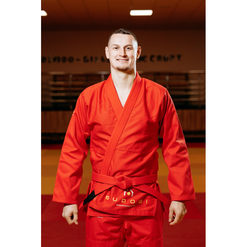 Червоне кімоно для хлопців/чоловіків, грепплінг, TM BUDOGI, зріст 180 см, щільність 450 гр/м.кв.