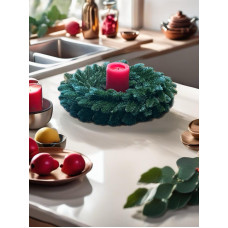 Віночок литий зелений CHRISTMAS WREATH-03