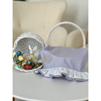 Полотенце в пасхальную корзинку, сиреневого цвета с белой рюшью PURPLE EASTER C08-RKV