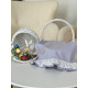 Рушничок у великодній кошик бузковий з білою рюшею PURPLE EASTER C08-RKV