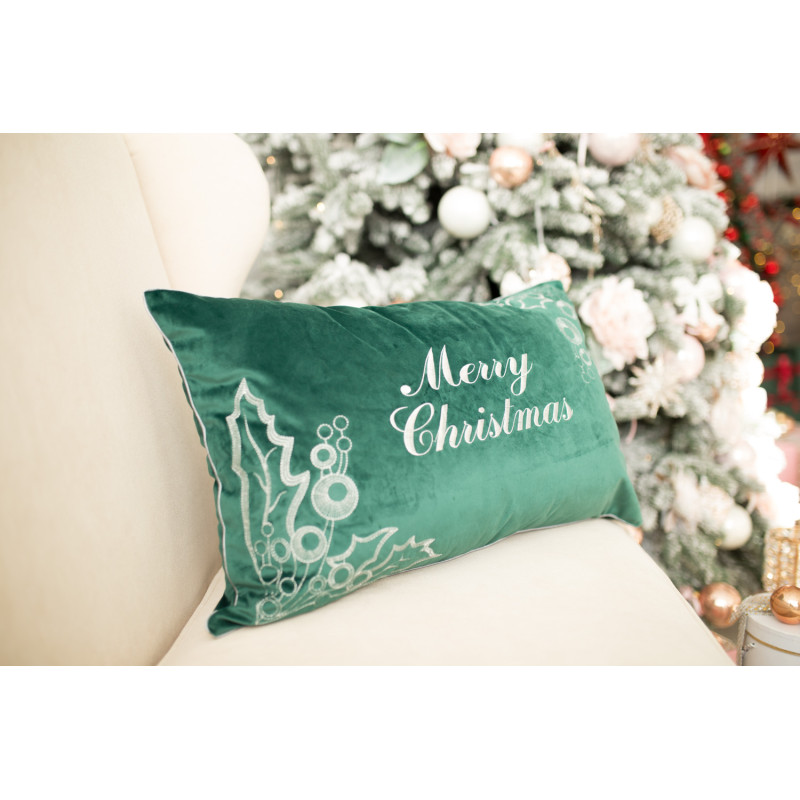 Наволочка новорічна оксамитова вишивана NOV01S "Merry Christmas"