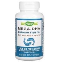 Рыбий жир + витамин Е, Mega-DHA, Nature's Way, концентрат, 1000 мг, 60 гелевых капсул
