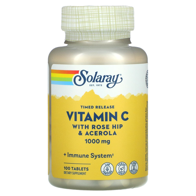 Вітамін С, двофазне вивільнення, Vitamin C, Solaray, 1000 мг, 100 таблеток