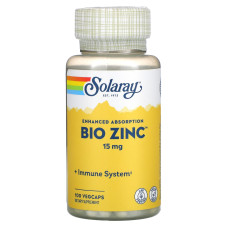 Био цинк, Bio Zinc, Solaray, 100 капсул