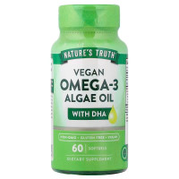 Омега-3 с масла из водорослей с ДГК, Vegan Omega-3 Algae Oil, Nature's Truth, веган, 60 веганских гелевых капсул