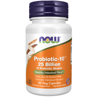 Пробіотик-10, Probiotic, Now Foods, 25 млрд КУО, з 10 пробіотичними штамами, без молочних продуктів, сої та глютена, 30 капсул