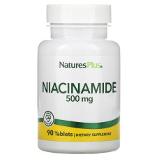 Ніацинамід, Niacinamide, Nature's Plus, 500 мг, 90 таблеток