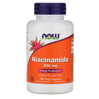 Ниацинамид, витамин В-3, Niacinamide, NOW Foods, 500 мг, 100 вегетарианских капсул