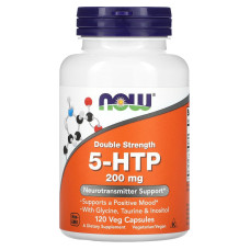 5-HTP, 5-гидрокситриптофан, 5-HTP, NOW Foods, двойная сила, 200 мг, 120 вегетарианских капсул