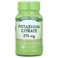 Калий цитрат, Potassium Citrate, Nature's Truth, 275 мг, 90 капсул быстрого высвобождения