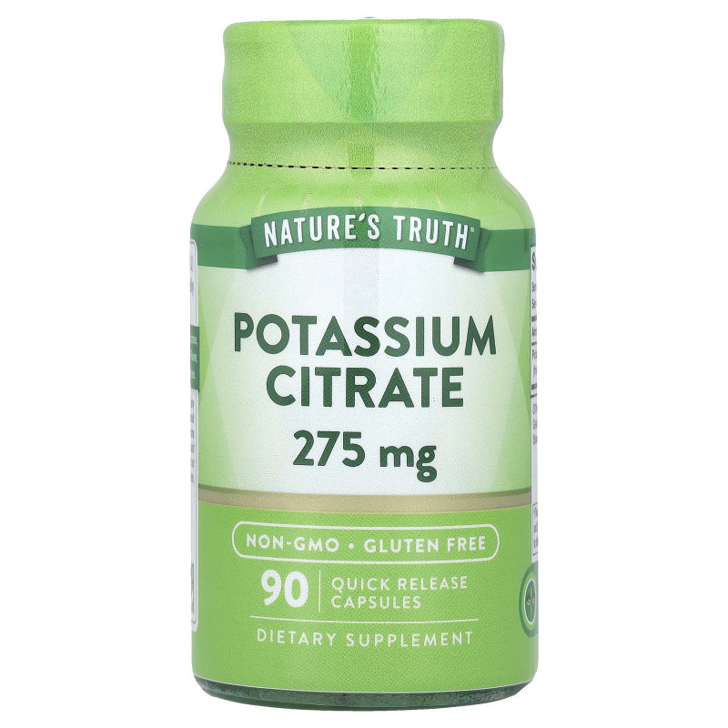 Калій цитрат, Potassium Citrate, Nature's Truth, 275 мг, 90 капсул швидкого вивільнення