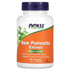 Со Пальметто з маслом насіння гарбуза і цинком, Saw Palmetto, Now Foods, чоловіче здоров'я, екстракт, 160 мг, 90 гелевих капсул