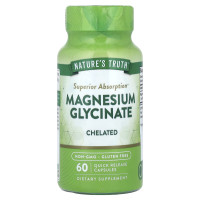 Магній гліцинат, Magnesium Glycinate, Nature's Truth, хелатний, 60 капсул швидкого вивільнення