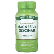 Магній гліцинат, Magnesium Glycinate, Nature's Truth, хелатний, 60 капсул швидкого вивільнення