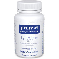 Ликопин, Lycopene, Pure Encapsulations, поддержка предстательной железы, клеток и желтого пятна, 20 мг, 60 гелевых капсул