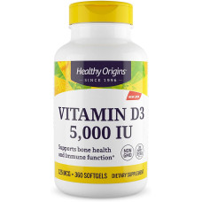 Витамин Д3, Vitamin D3, Healthy Origins, 5000 МЕ, 360 капсул