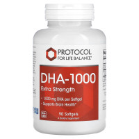 Докозагексаеновая кислота, DHA-100, Protocol for Life Balance, повышенная сила, 1000 мг, 90 гелевых капсул