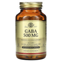 ГАМК, Гамма-аміномасляна кислота (GABA), Solgar, 500 мг, 100 капсул