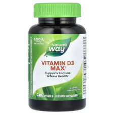 Витамин D-3, Vitamin D3 Max, Nature's Way, максимальная сила, 125 мкг (5000 МЕ), 240 гелевых капсул