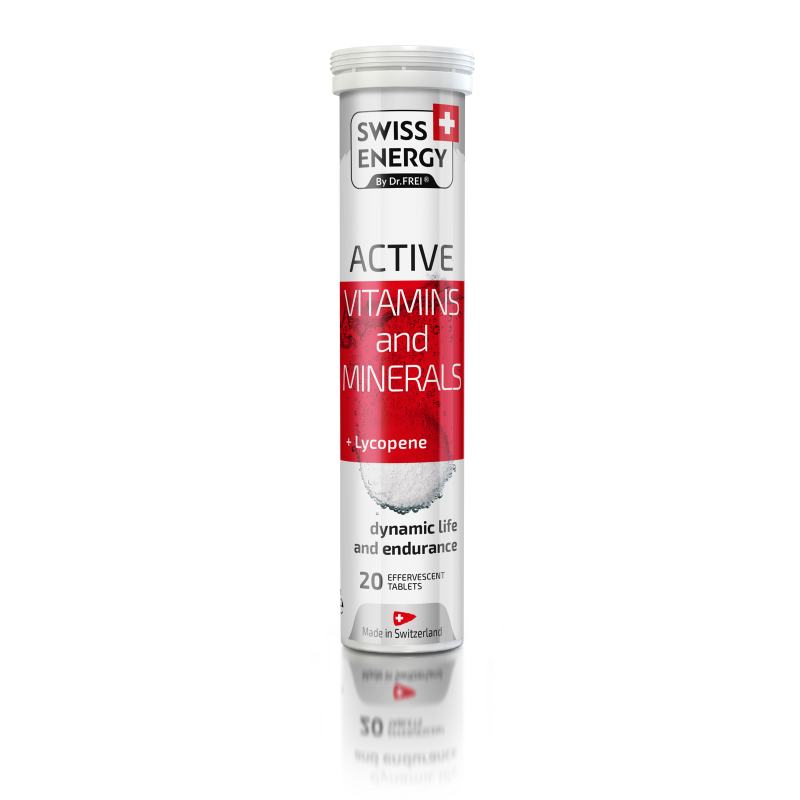 Витамины и минералы с ликопином, ACTIVE Vitamins and Minerals + Lycopene CH, Swiss Energy, 20 шипучих таблеток