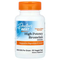 Бромелайн, High Potency Bromelain, Doctor's Best, высокоэффективный, 500 мг, 90 веганских капсул