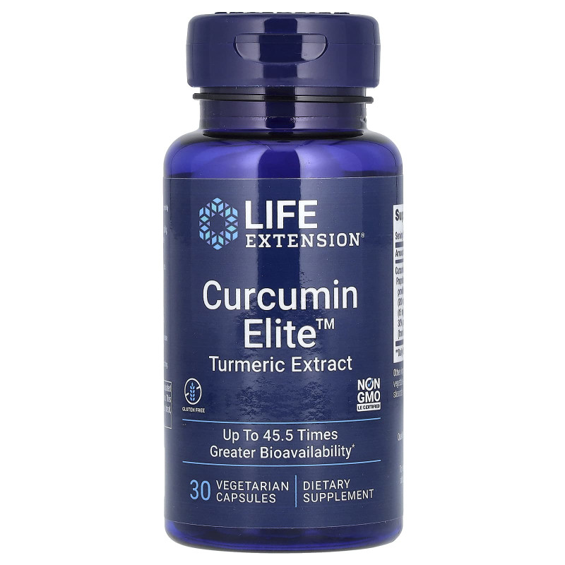 Екстракт куркуми, Curcumin Elite Turmeric Extract, Life Extension, 30 вегетаріанських капсул