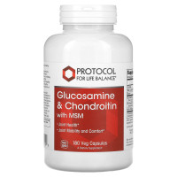 Глюкозамин и хондроитин с МСМ, Glucosamine & Chondroitin with MSM, Protocol for Life Balance, поддержка суставов, 180 капсул