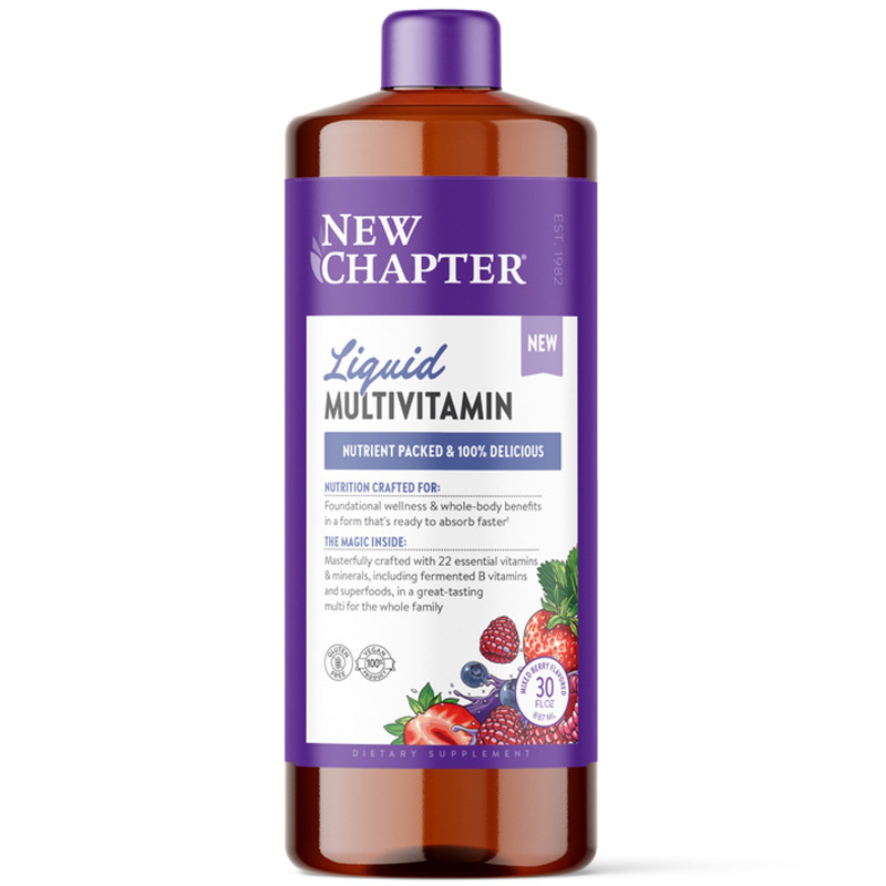 Мультивитамины для всей семьи, Vegan Liquid Multivitamin for the Whole Family, New Chapter, жидкие, веган, ягодный микс, 887 мл