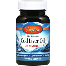 Риб'ячий жир норвезький, Cod Liver Oil, Carlson, 100 міні гелевих капсул